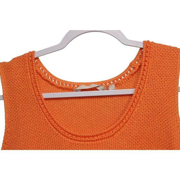 Soft Surroundings Sleeveless Sweater Large Pastel Orange Crochet Knit Boho Beach - Picture 6 of 11